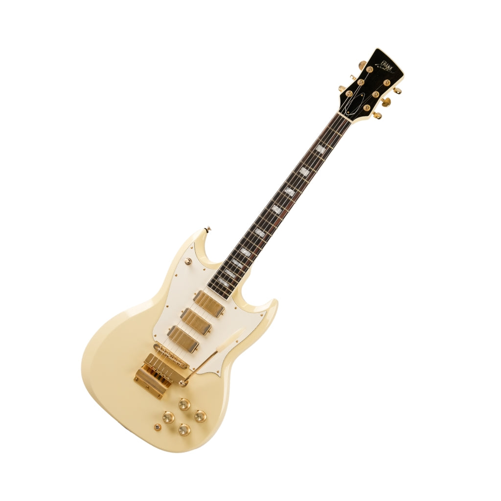 Frank Brothers Radar Deluxe Light Relic Electric Guitar - Nicotine White angled