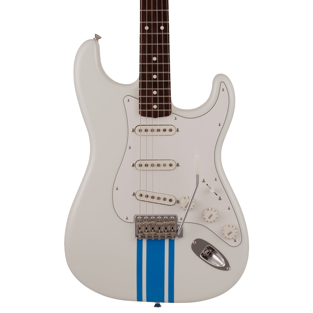 Fender 2023 Collection Made in Japan Traditional 60s Stratocaster®,  Rosewood Fingerboard, Olympic White with Blue Competition Stripe