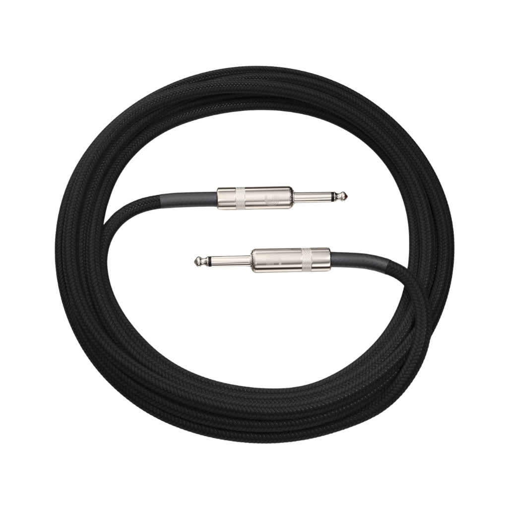 D'Addario PW-BG-15BK Braided Straight to Straight Instrument Cable - 15 foot, Black