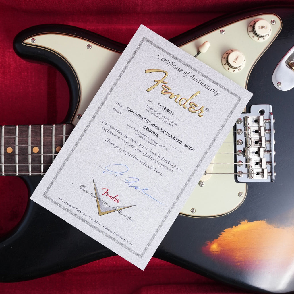 Fender Custom Shop 1960 Stratocaster w/Reverse Telecaster Peg Heavy Relic Electric Guitar - Black over 3-Color Sunburst - Masterbuilt by Greg Fessler