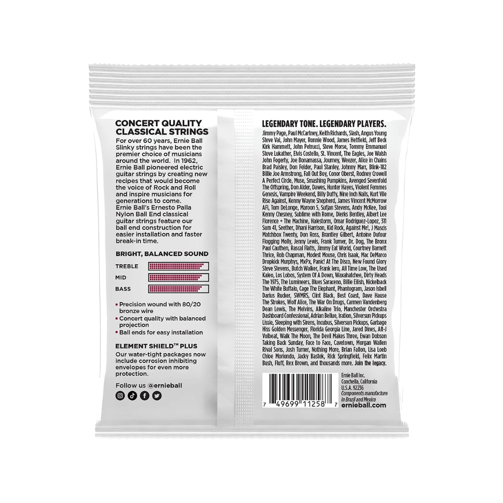 Ernie Ball Ernesto Palla Black and Gold Nylon Ball End 28-42 Classical Guitar Strings - 3 Pack