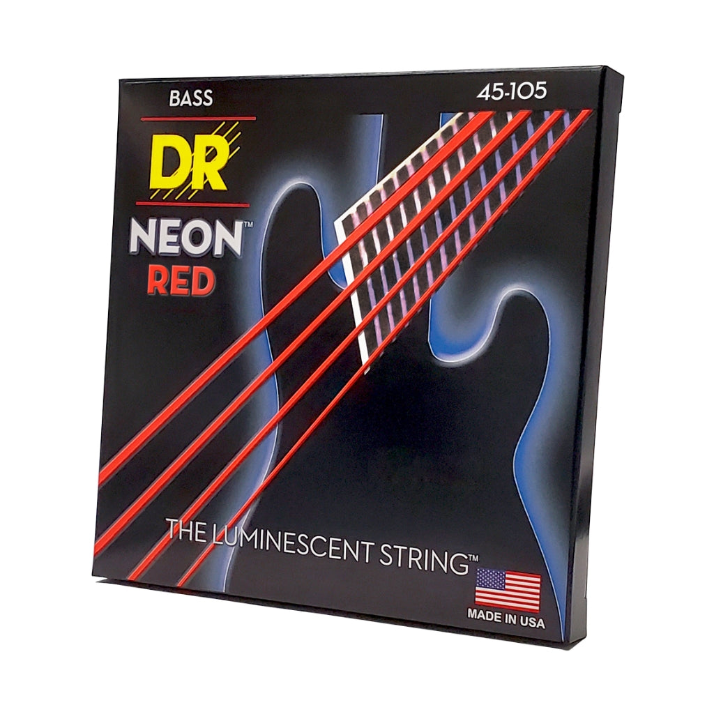DR Strings - Hi-Def Neon Red K3 Coated Bass Guitar Strings - Medium 45-105