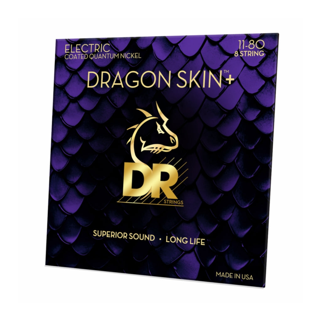 DR Strings - Dragon Skin+ Quantum Nickel 8-string Electric Guitar Strings - Heavy 11-80