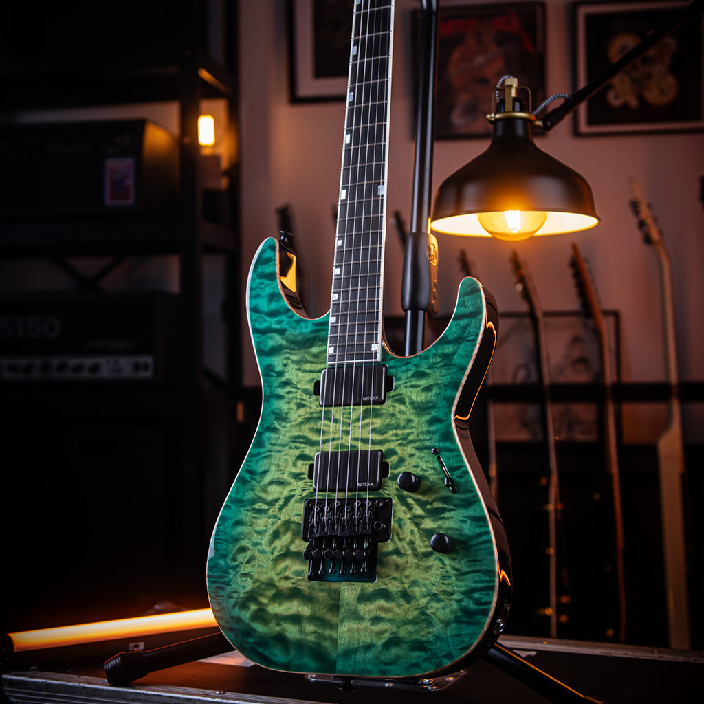 ESP USA M-II Quilted Maple Electric Guitar w/Floyd Rose &amp; EMG - Lime Burst