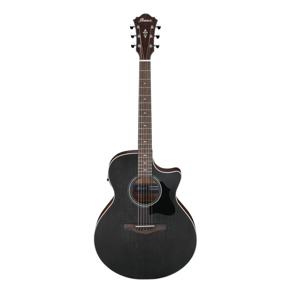 Ibanez AE140WKH Electro Acoustic Guitar Weathered Black Open Pore Top Open Pore Natural Back and Sides