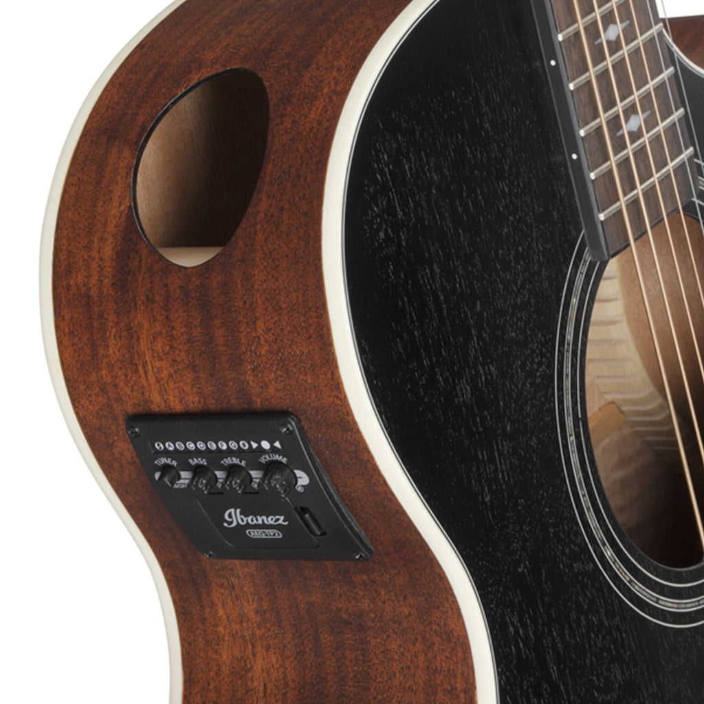 Ibanez AE140WKH Electro Acoustic Guitar Weathered Black Open Pore Top Open Pore Natural Back and Sides
