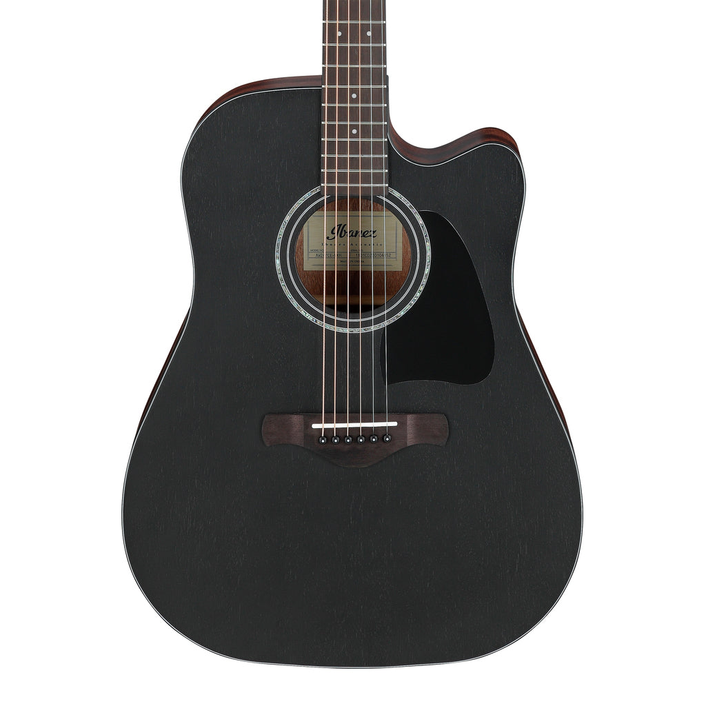 Ibanez AW247CEWKH Electro Acoustic Guitar Weathered Black Open Pore Top Open Pore Natural Back and Sides