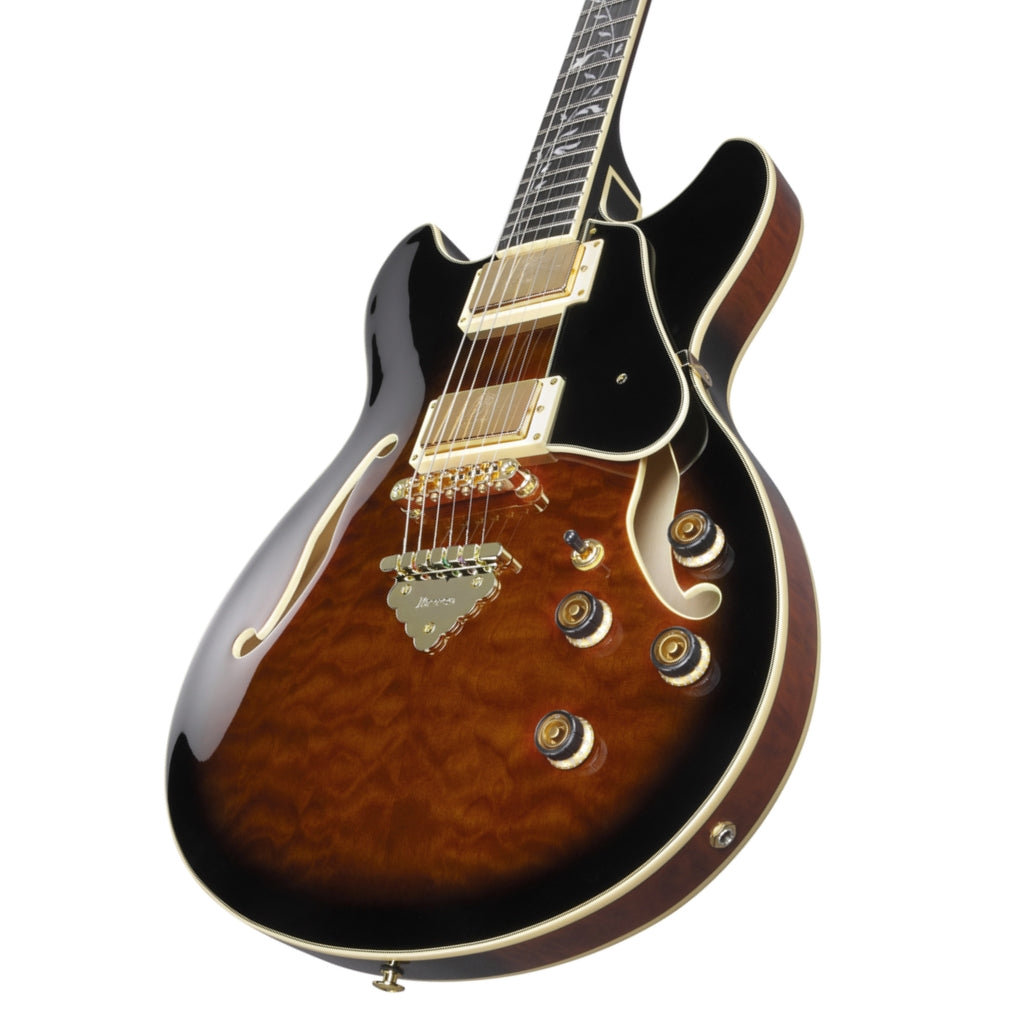 Ibanez - AS93QMSP Quilted Maple Top Electric Guitar - Dark Brown Sunburst