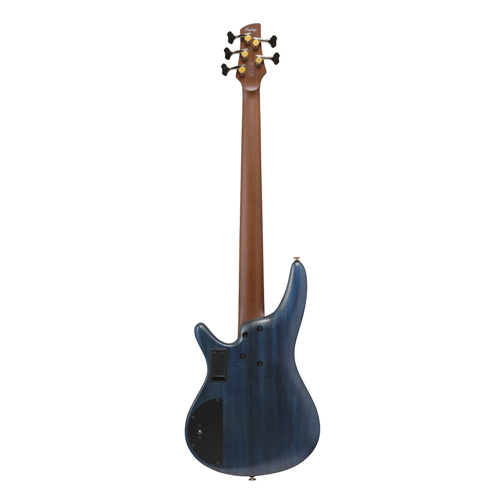 Ibanez SR6605 5 String Bass Mappa Burl Top with Rosewood Fretboard and Case Ghost Fleet Blue Burst