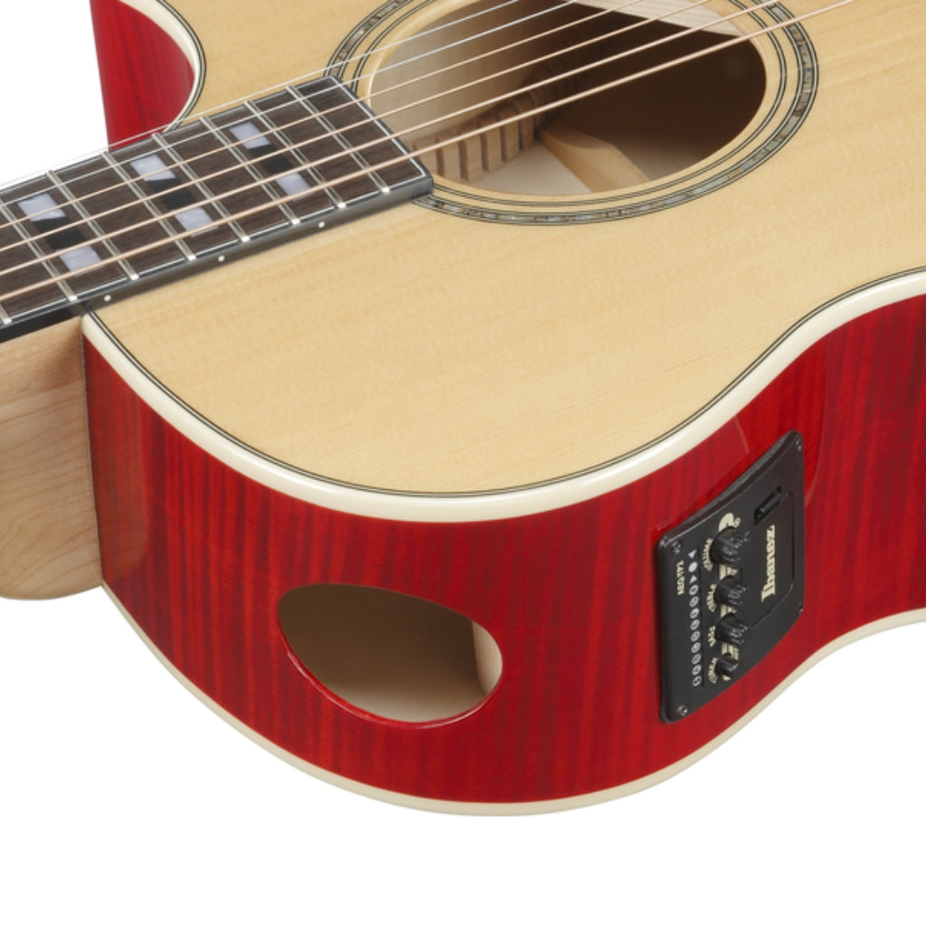 Ibanez AE170N Natural High Gloss Top Transparent Red High Gloss Back and Sides Acoustic Guitar