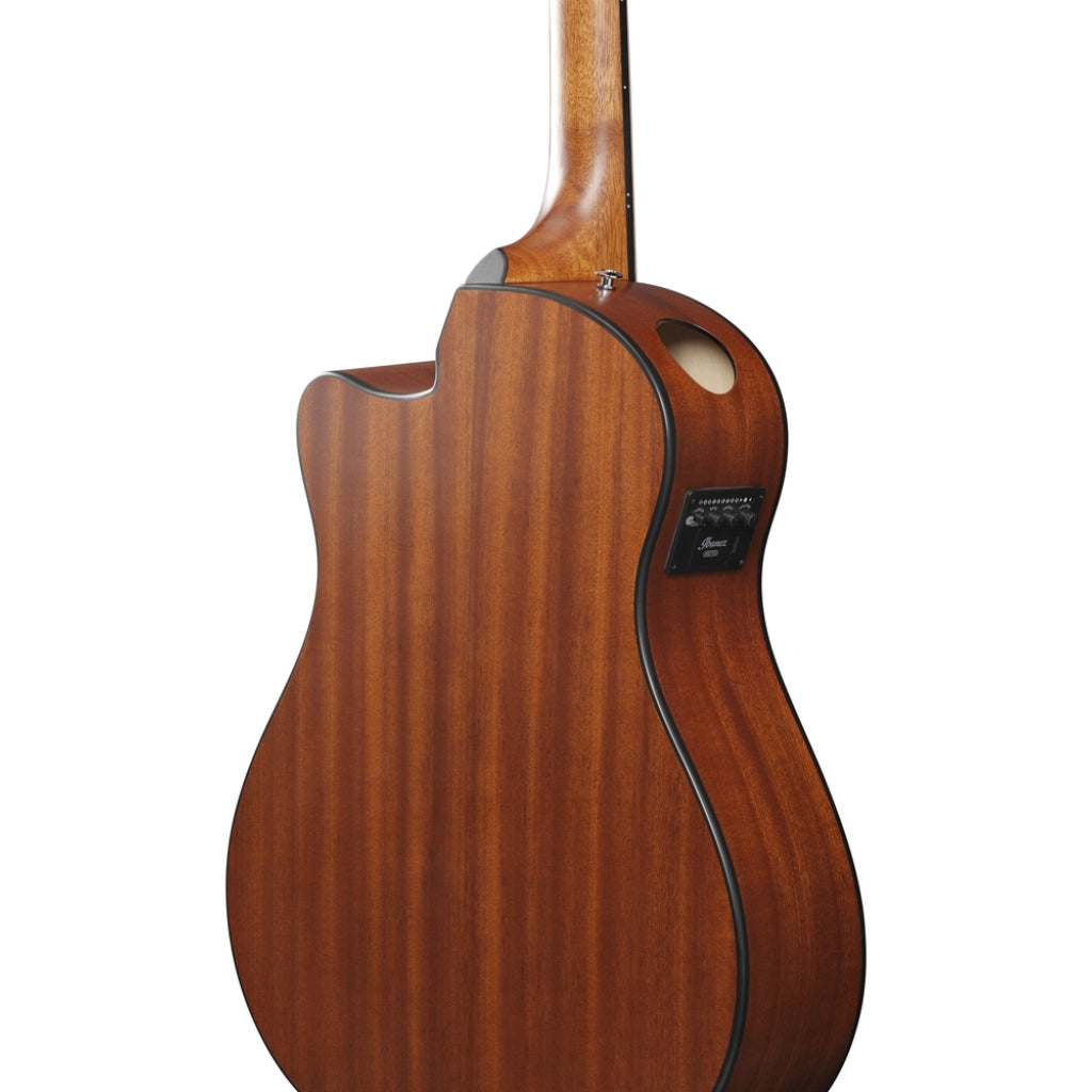 Ibanez - AAM50CE Natural Open Pore Back and Sides Acoustic Guitar - Coral Red Burst Open Pore Top