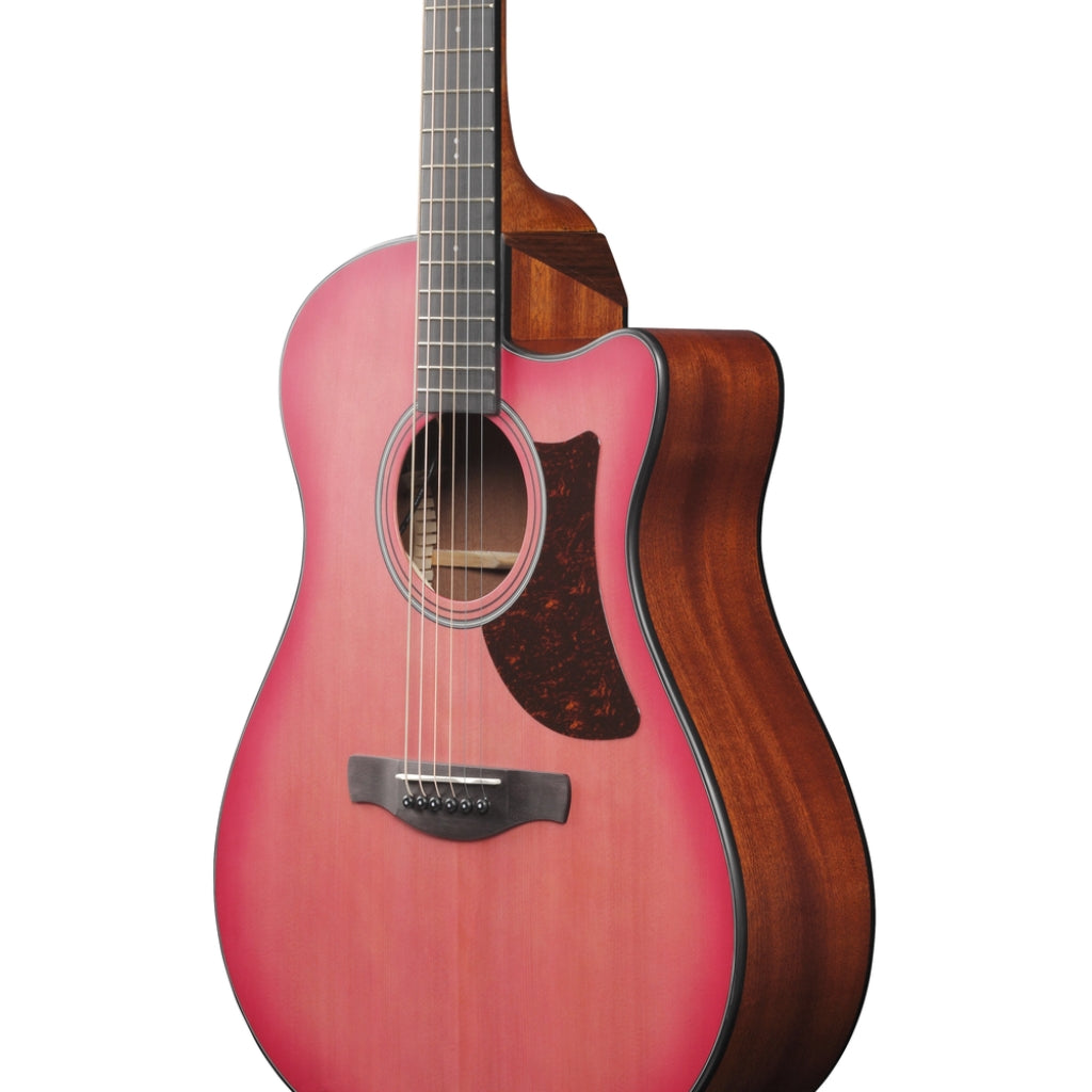 Ibanez - AAM50CE Natural Open Pore Back and Sides Acoustic Guitar - Coral Red Burst Open Pore Top