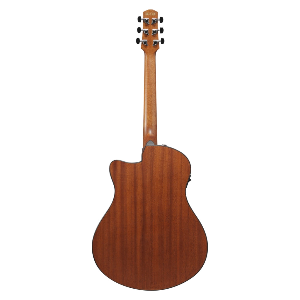 Ibanez - AAM50CE Natural Open Pore Back and Sides Acoustic Guitar - Coral Red Burst Open Pore Top