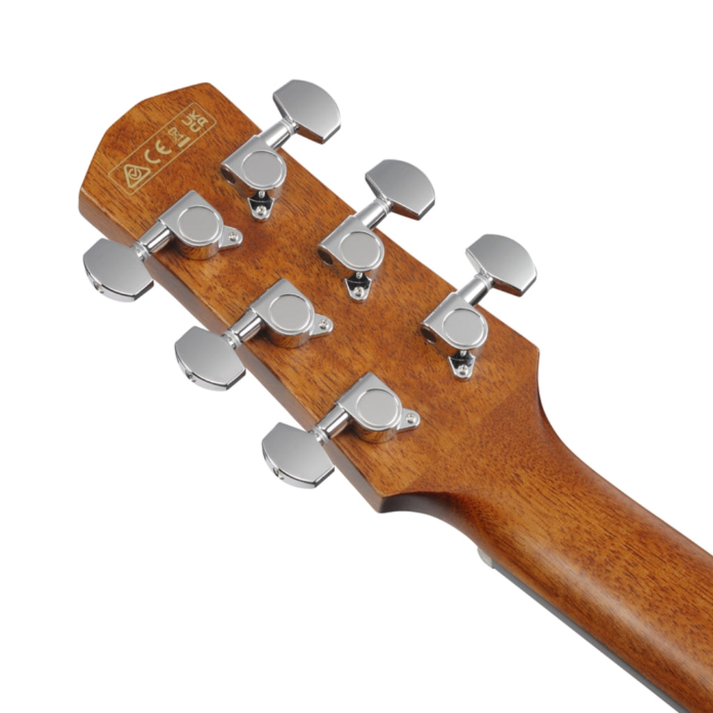 Ibanez - AAM50CE Natural Open Pore Back and Sides Acoustic Guitar - Coral Red Burst Open Pore Top