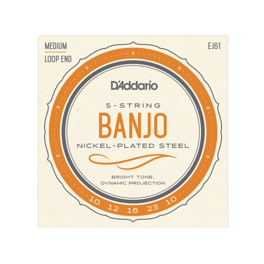 D'Addario EJ61 5-String Banjo Strings, Nickel, Medium 10-23