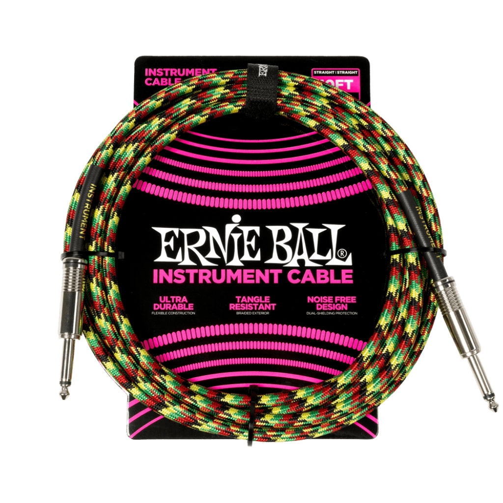 Ernie Ball - Braided Instrument Cable - 1/4-inch TS to 1/4-inch TS, 10 feet, Good Vibrations
