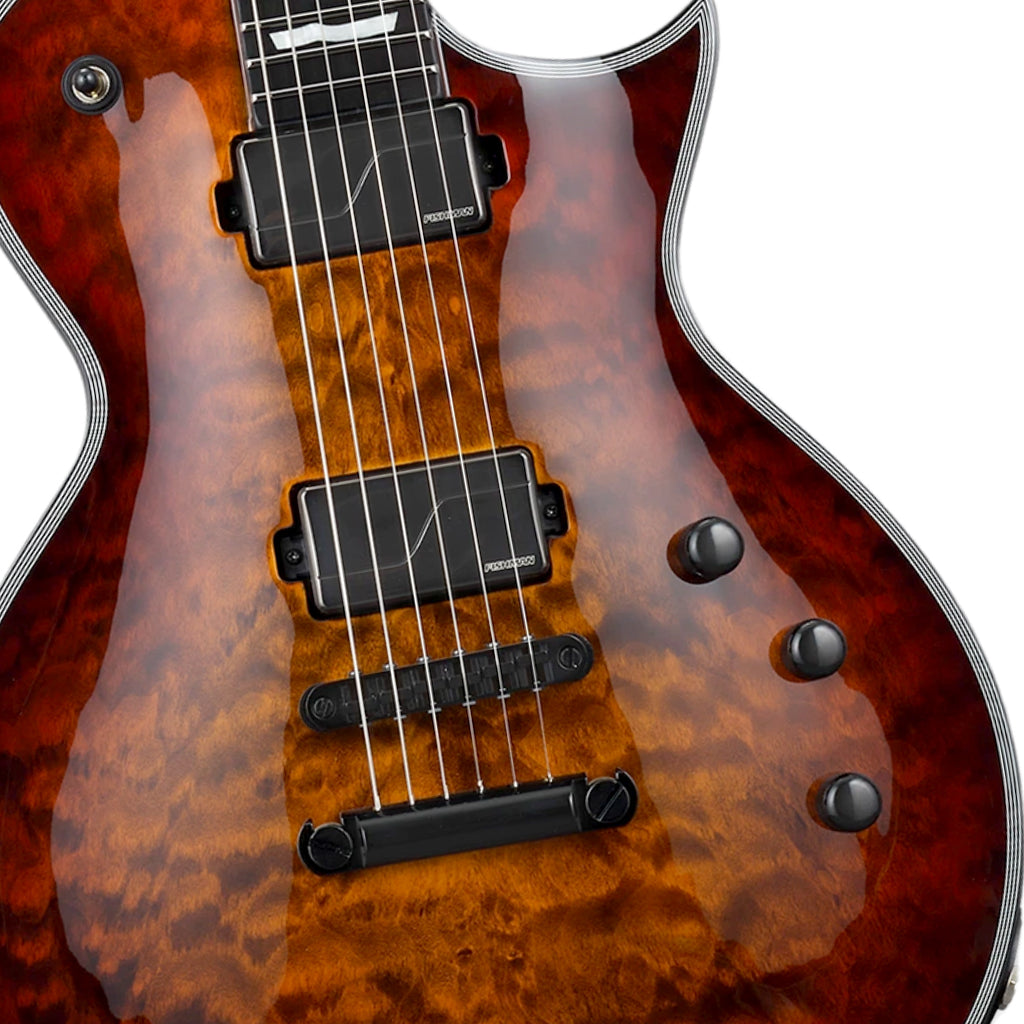 ESP E-II Eclipse QM Tiger Eye Sunburst with Fluence Pickups