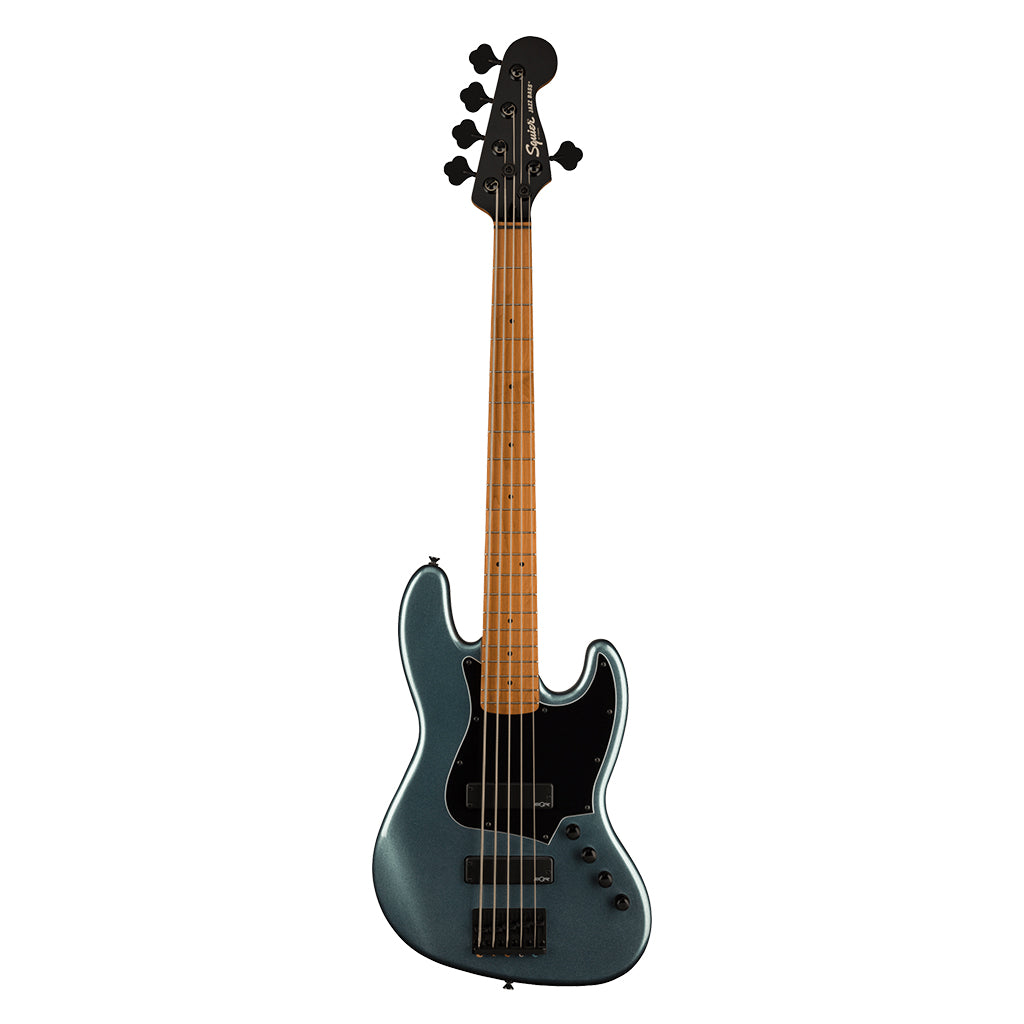 BSTOCK Squier Contemporary Active Jazz Bass® HH V, Roasted Maple Fingerboard, Black Pickguard, Gunmetal Metallic