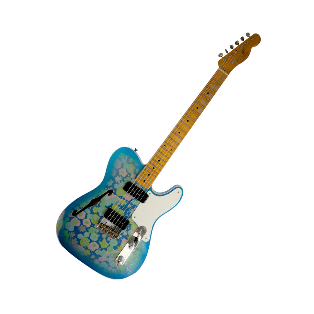 Fender Custom Shop Dual P90 Thinline Telecaster Relic Limited Edition Electric Guitar - Blue Floral angled