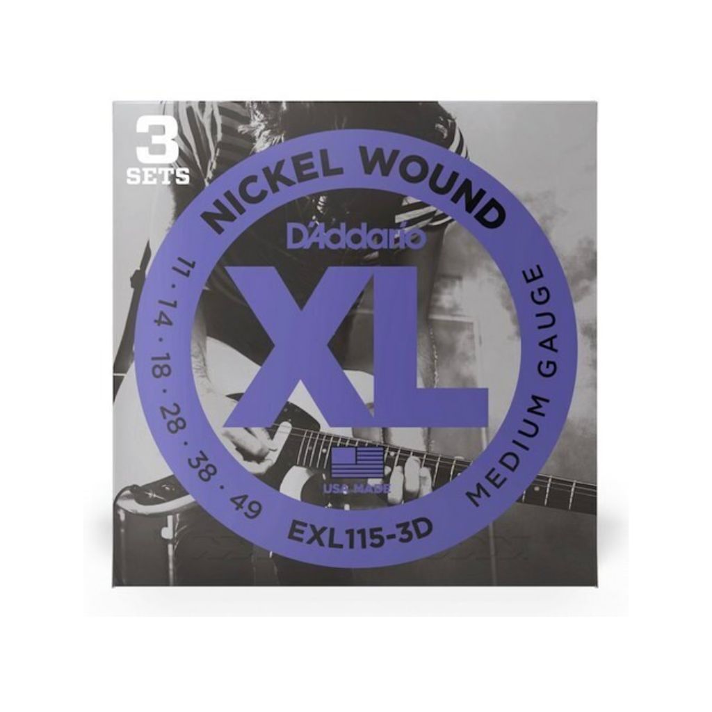 D'Addario - EXL115-3D - 3 Pack Nickel Wound Blues Jazz 11-49 - Electric Guitar Strings