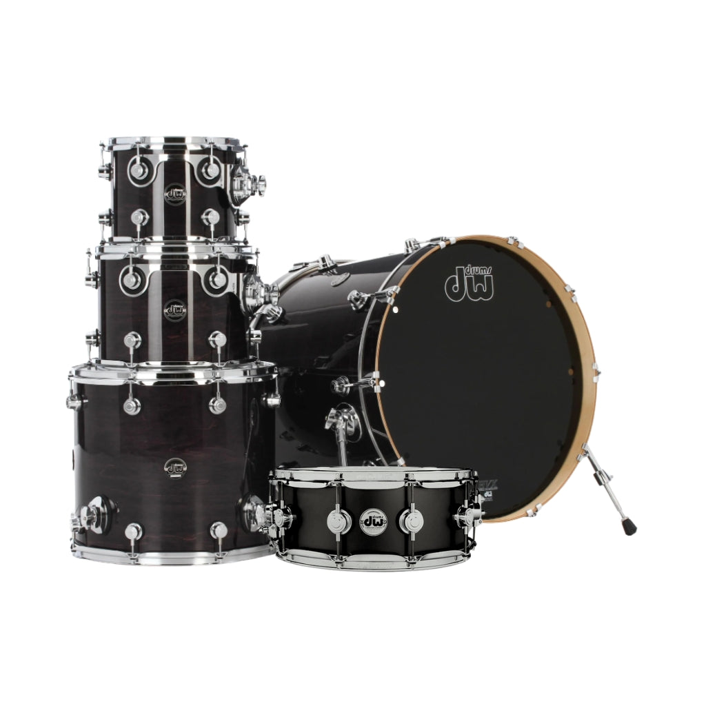 DW - Performance Series 5-piece Shell Pack with 22 inch Bass Drum - Ebony Stain
