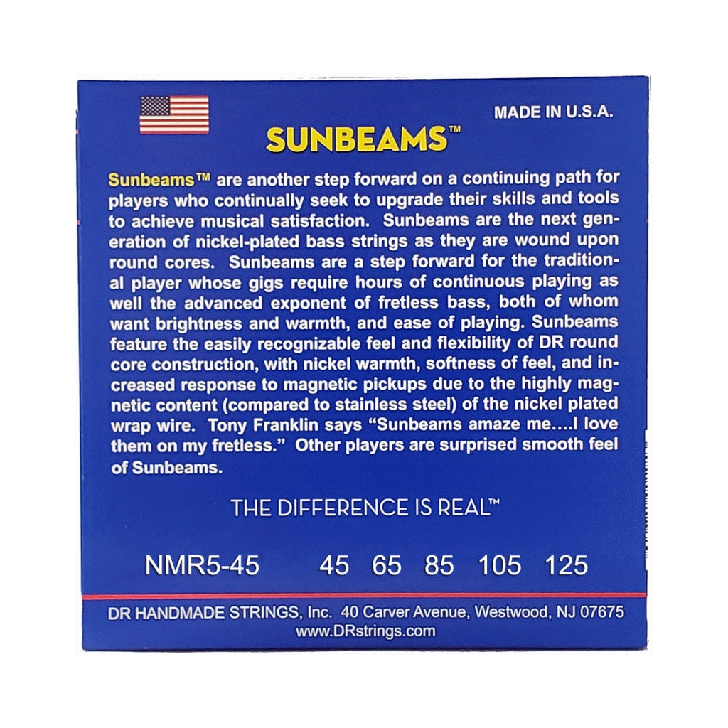 DR - Sunbeam Nickel Plated Bass Strings - 5-String Medium 45-125