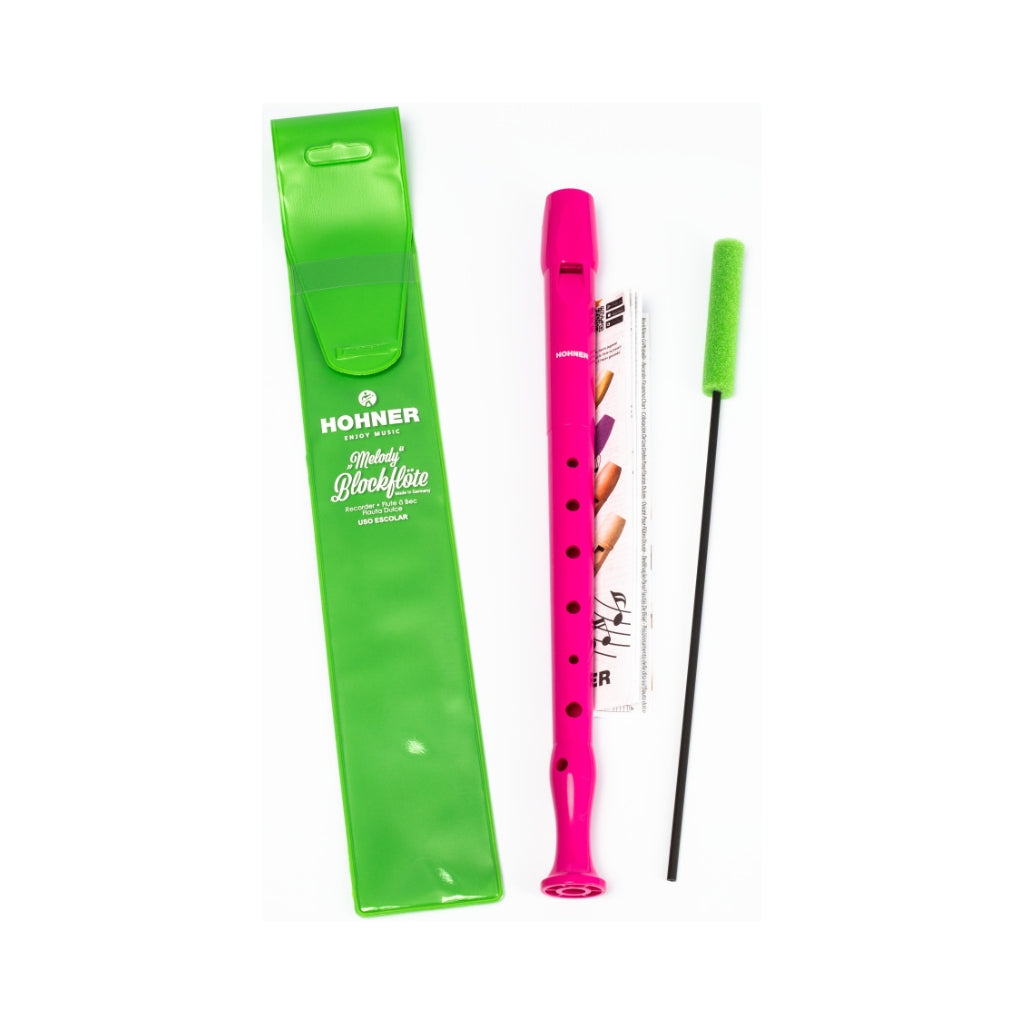 Hohner Melody Blockflote Plastic Baroque Recorder - C Soprano, Pink