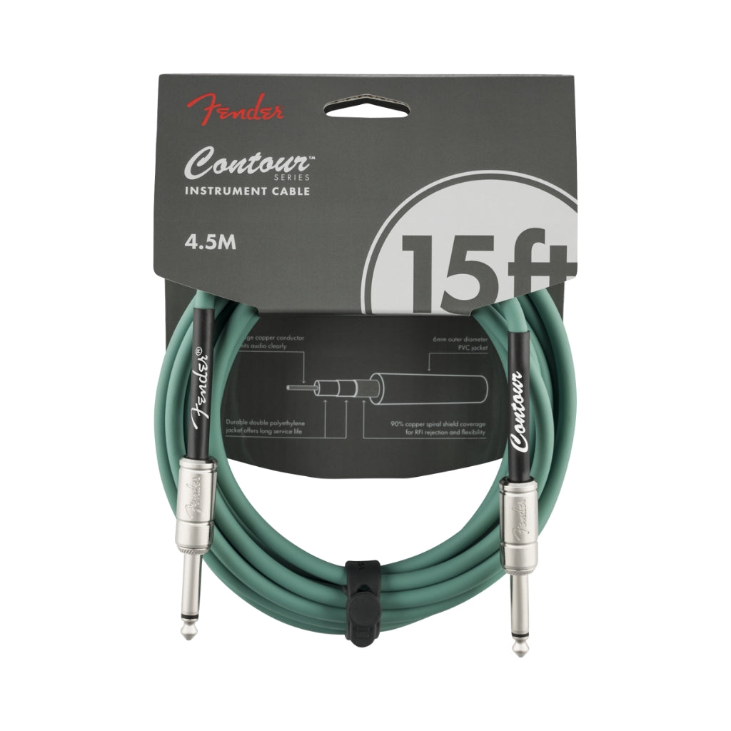 Fender - Contour Series Straight to Straight Instrument Cable - 15 foot Sherwood Green