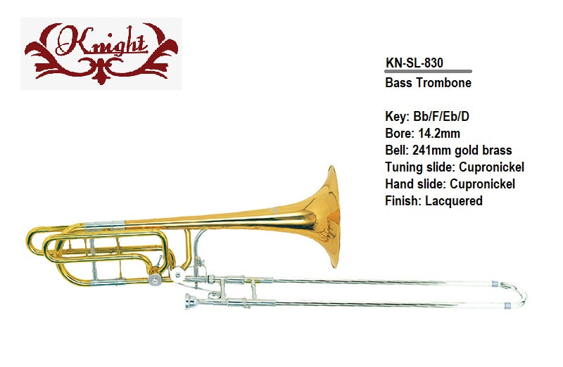 Knight Bass Trombone SL-830, Key of Bb/F/Eb/D, with Case