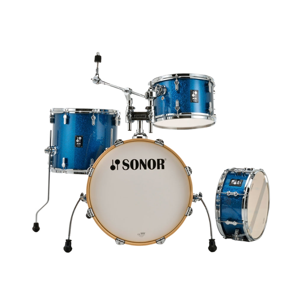Sonor AQX Jazz 4-Piece Kit w/Tom &amp; Cymbal Holder- Blue Ocean Sparkle