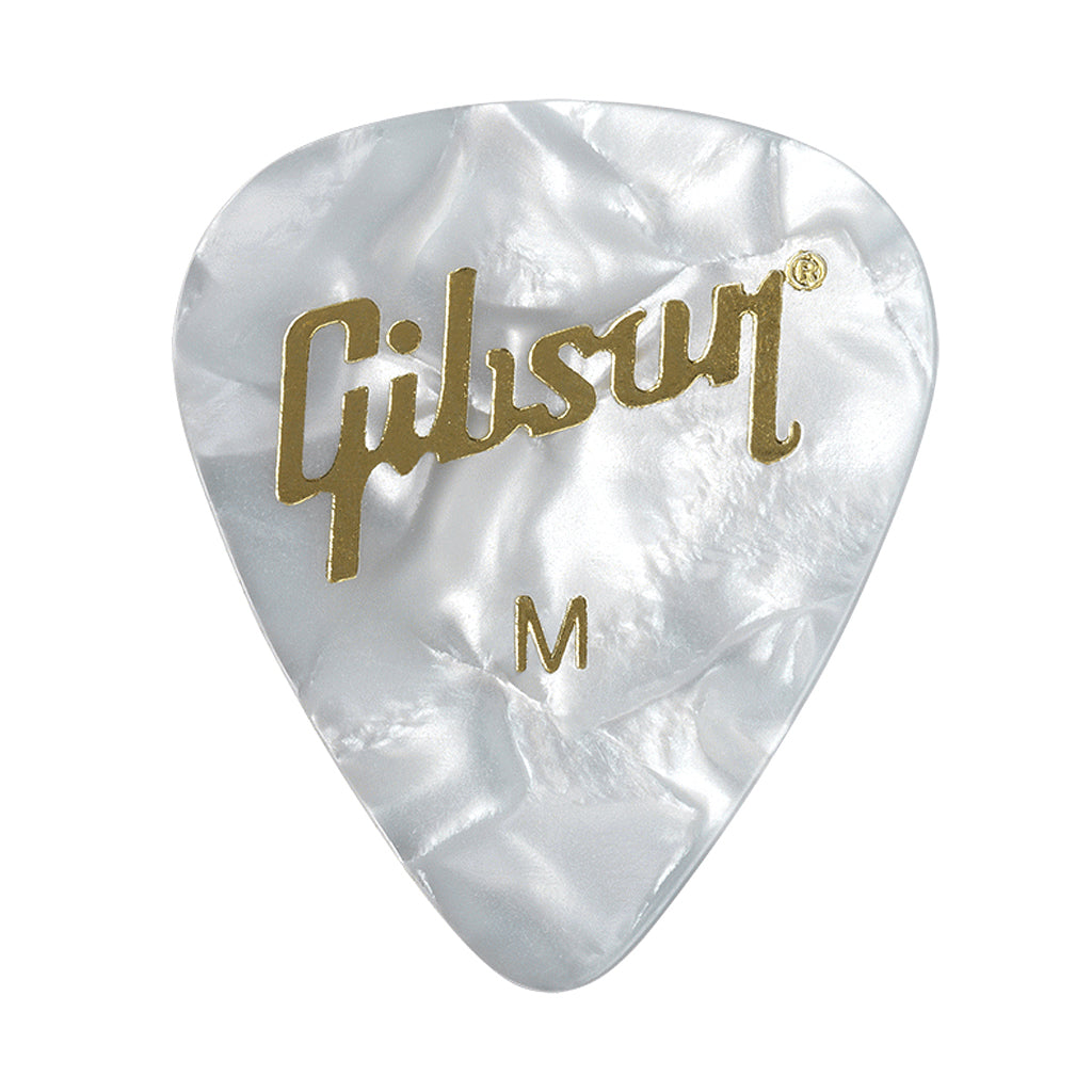 Gibson Pearloid White Picks 12 Pack Medium