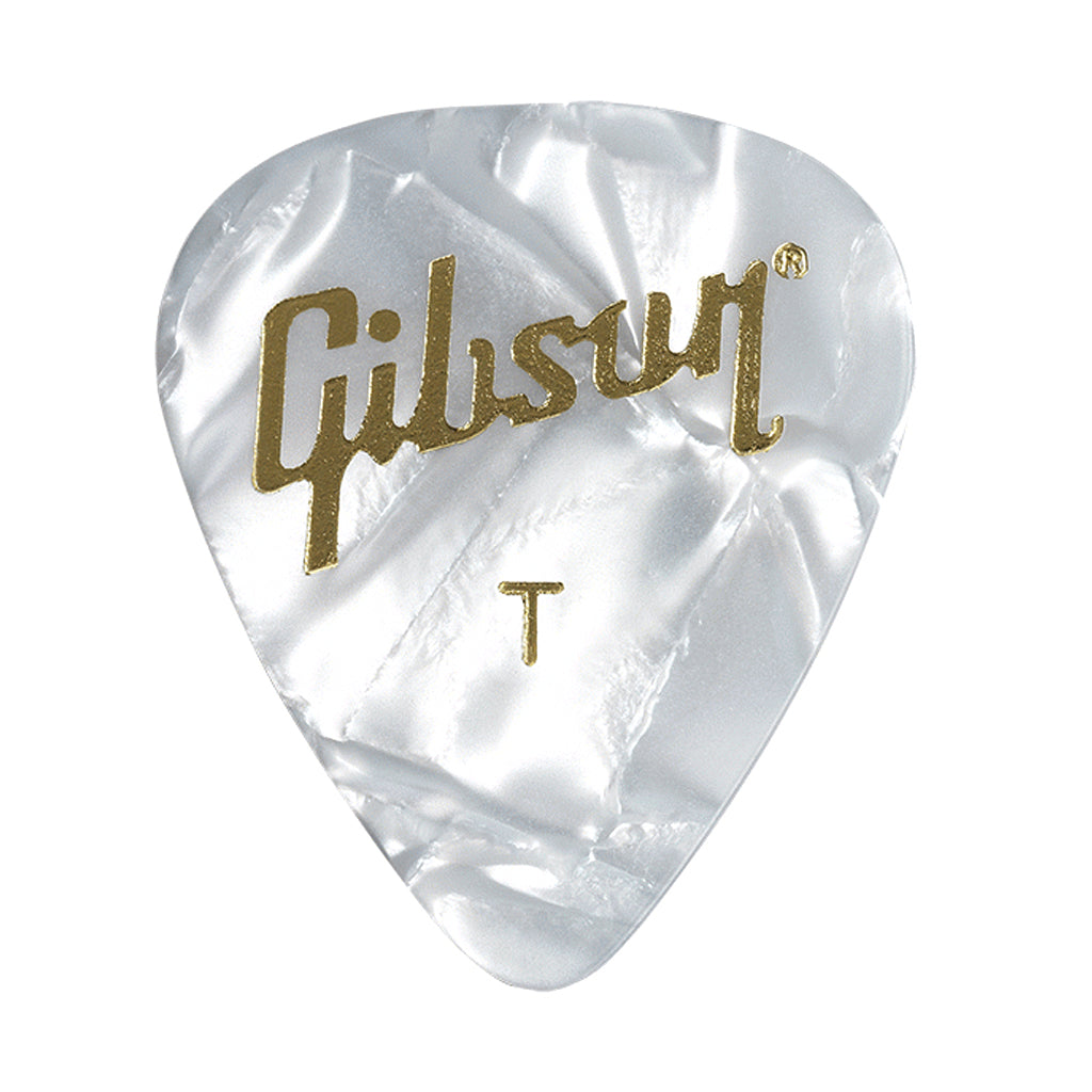 Gibson Pearloid White Picks 12 Pack Thin