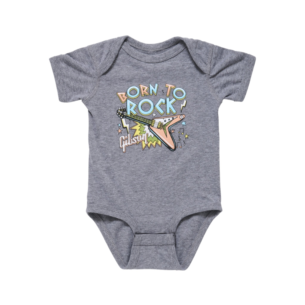Gibson - Born To Rock Baby Onesie - Gray 18/24M