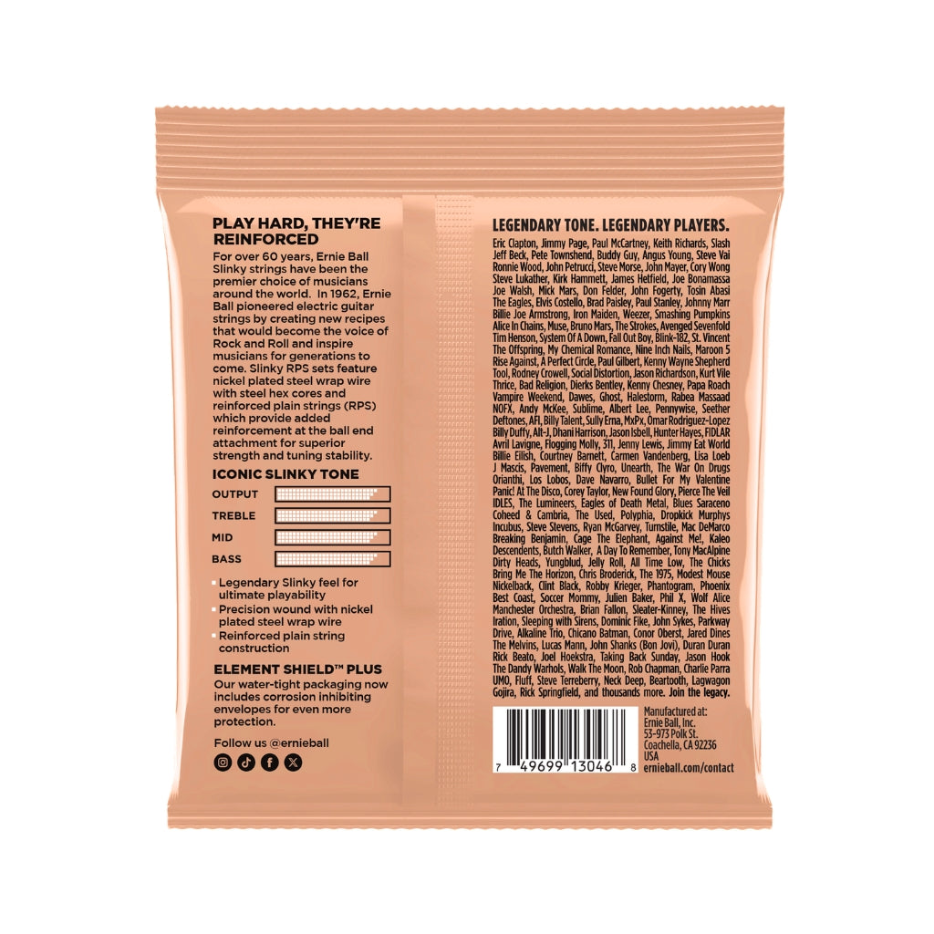Ernie Ball - 2243 Turbo Slinky RPS Nickel Wound Electric Guitar Strings - .0095-.046, Custom Gauge