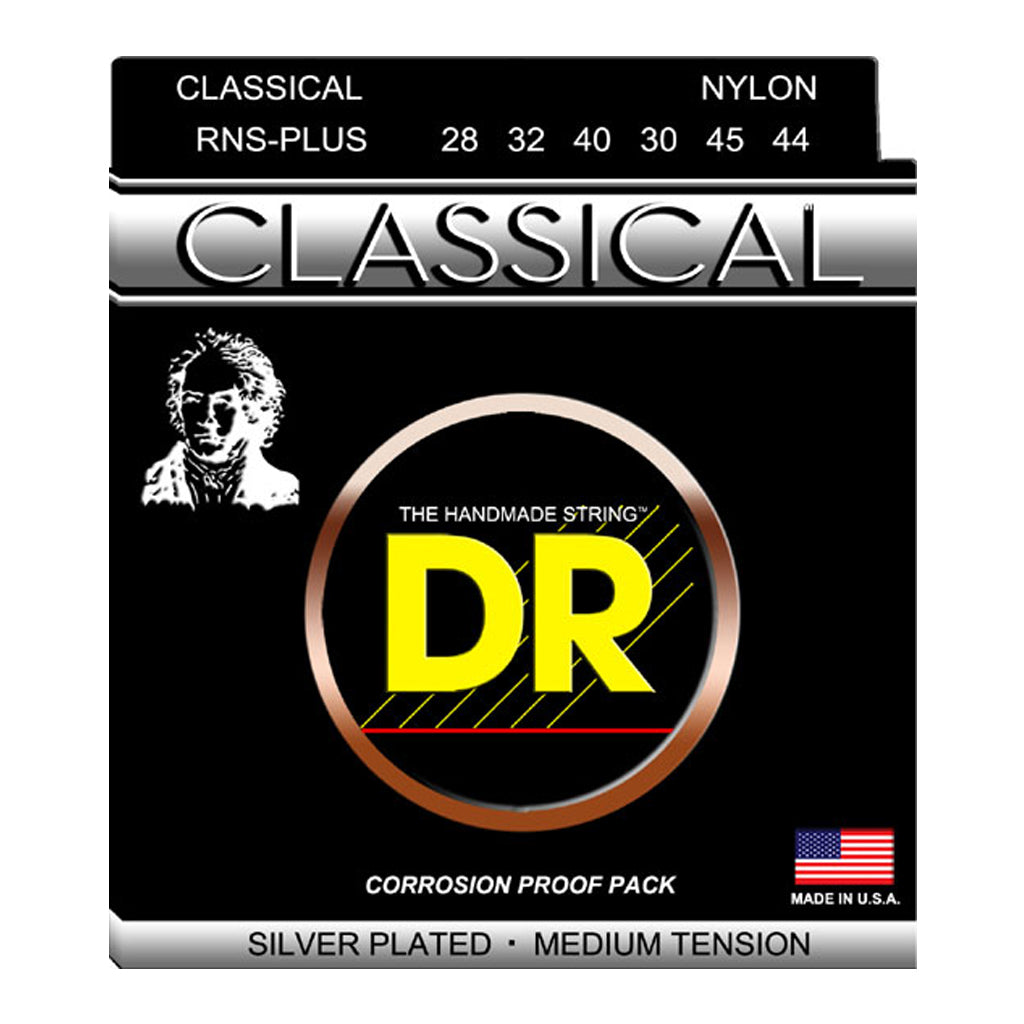 DR RNS PLUS CLASSICAL NYLON Silver Plated Nylon Medium Tension 28 45