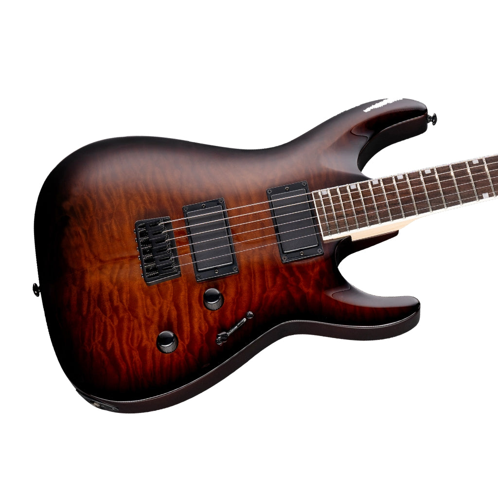 ESP LTD - MH-200 Quilted Maple HT Electric Guitar - Dark Brown Sunburst
