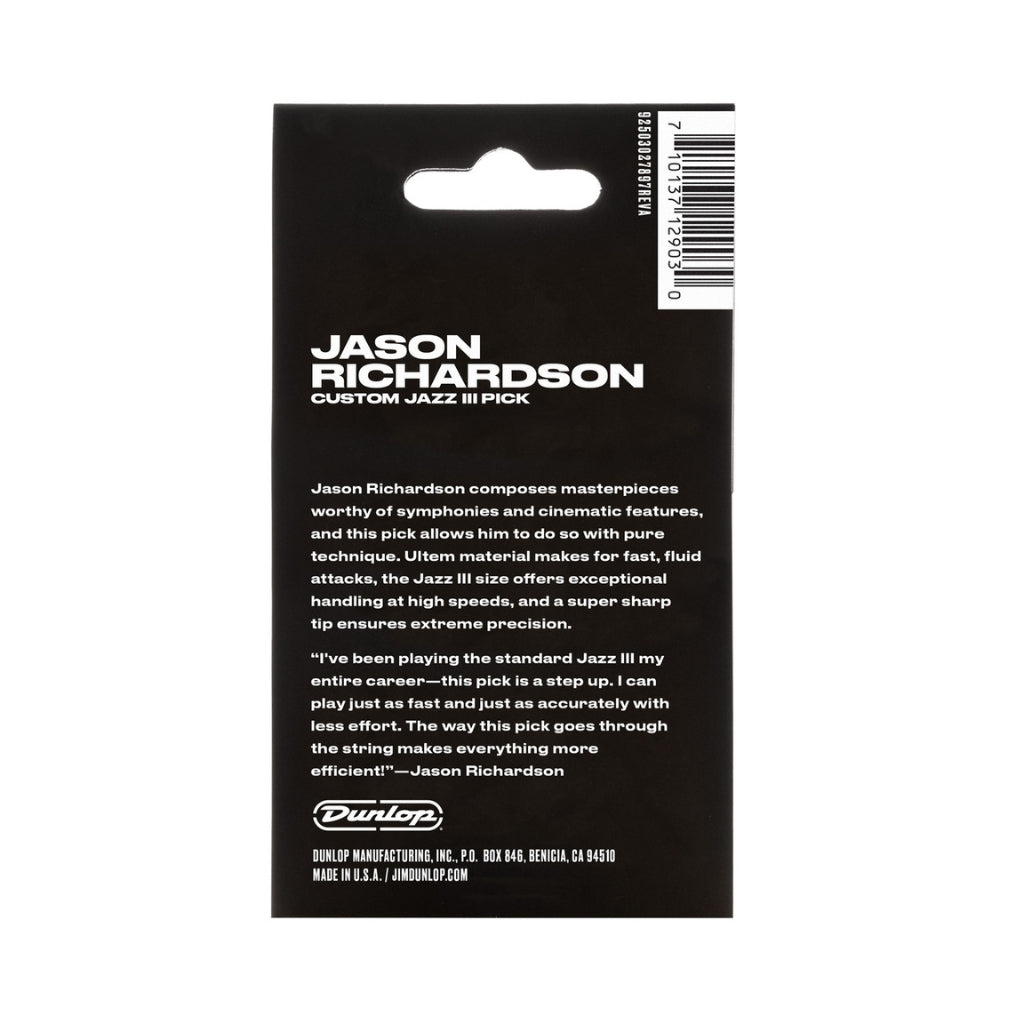 Dunlop - 1.38mm Jason Richardson Custom Jazz III Guitar Pick - Cream, 6pack