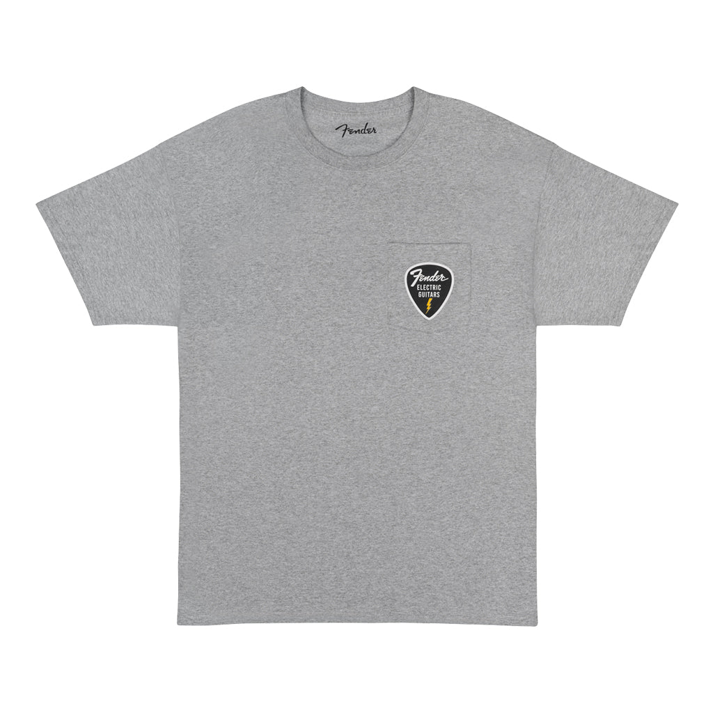 Fender Pick Patch Pocket Gray Tee in Large