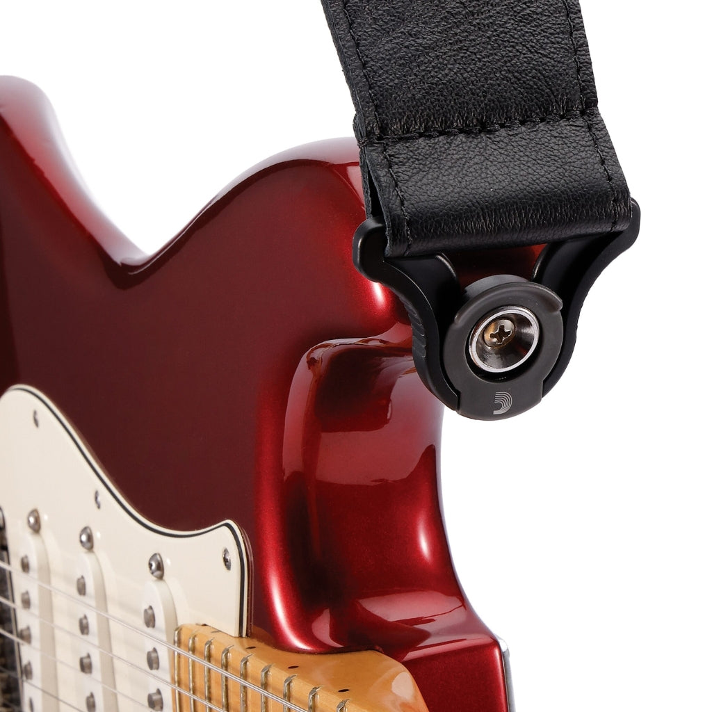 D'Addario - Comfort Leather Auto Lock Guitar Strap - Black
