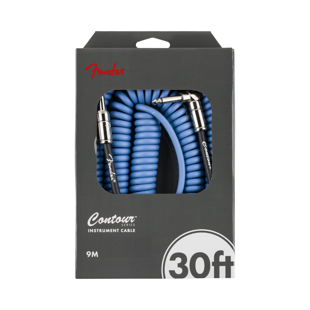 Fender - Contour Series Straight to Right Angle Coil Instrument Cable - Lake Placid Blue, 30 feet