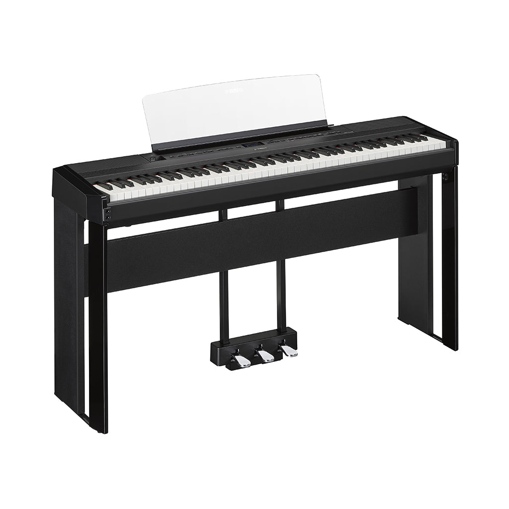 Yamaha P525WH Portable Digital Piano Bundle w/Stand & Pedal - Black