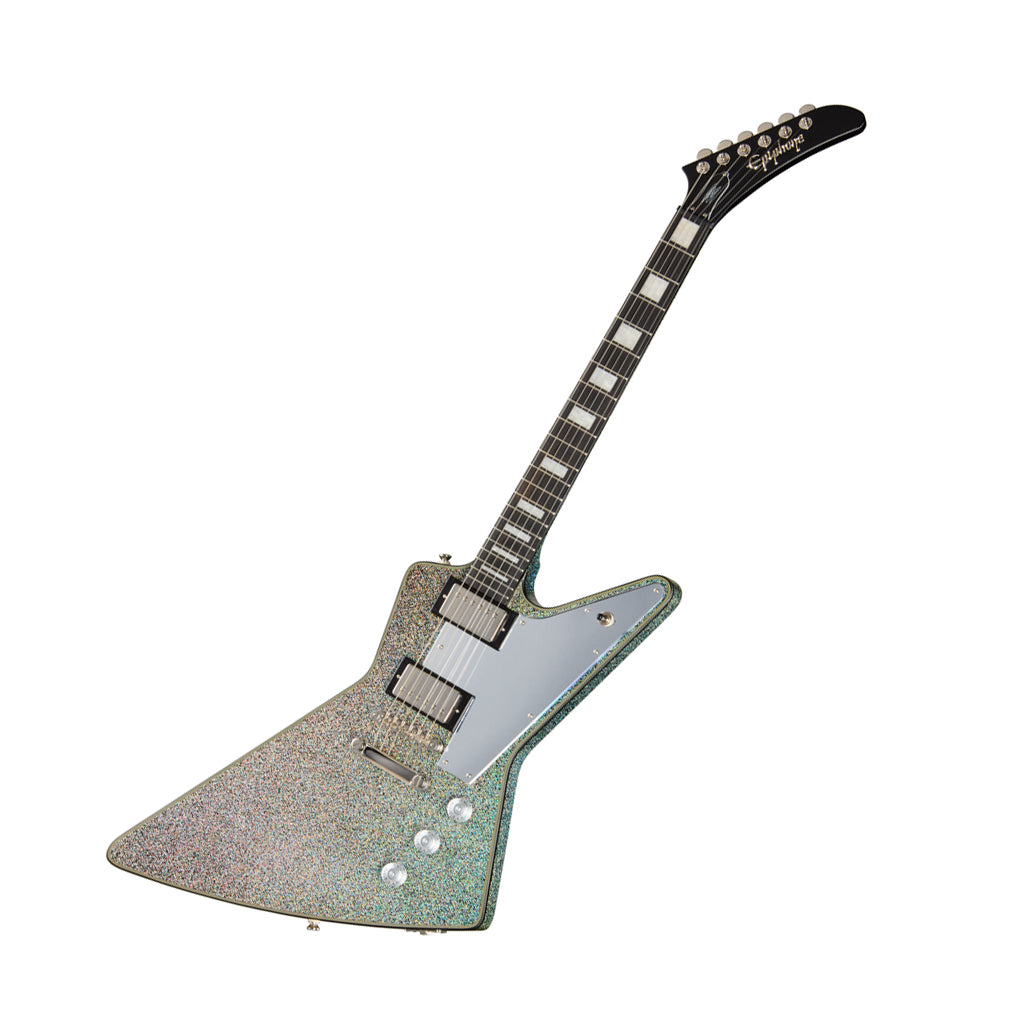 Epiphone Lzzy Hale Explorer Black Diamond Holograph Sparkle angled