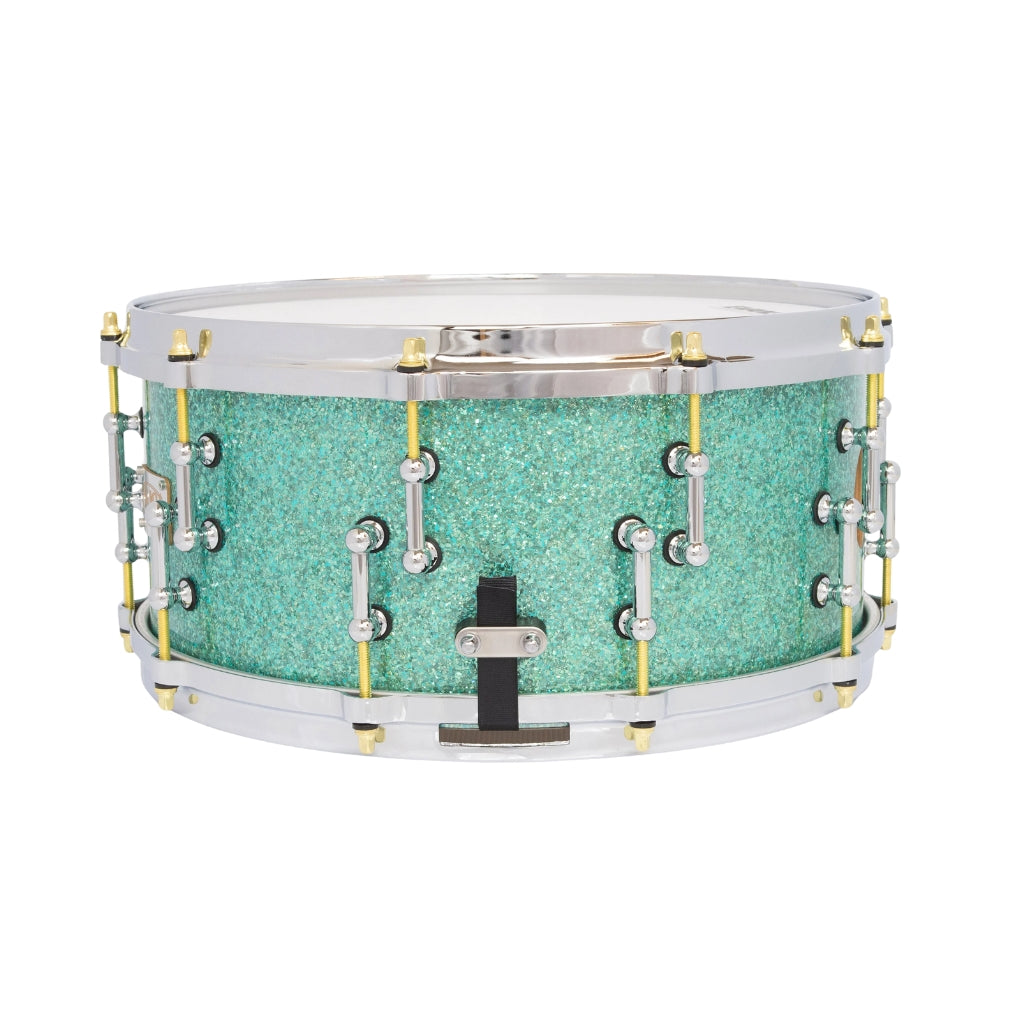 SJC Custom Drums XXV Anniversary 6.5x14" 25Ply Maple - Turquoise Glass Glitter