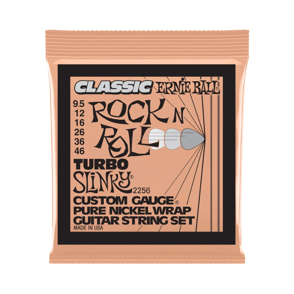 Ernie Ball - Turbo Slinky Classic Rock N Roll Pure Nickel Electric Guitar Strings - .0095-.046, Custom Gauge