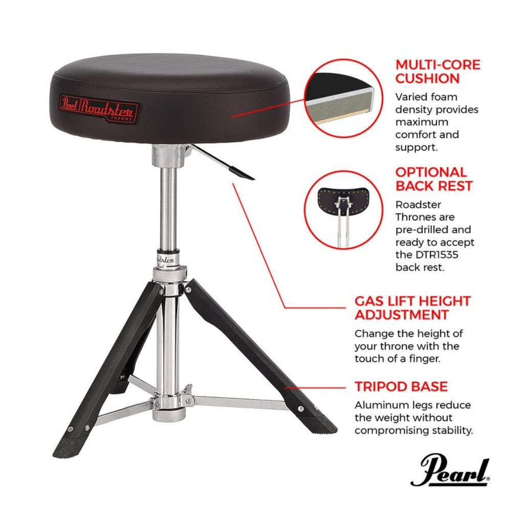 Pearl - 15" Round Gas Lift Throne - with Trilateral Multi-Core Foam Cushion & Aluminium Struts