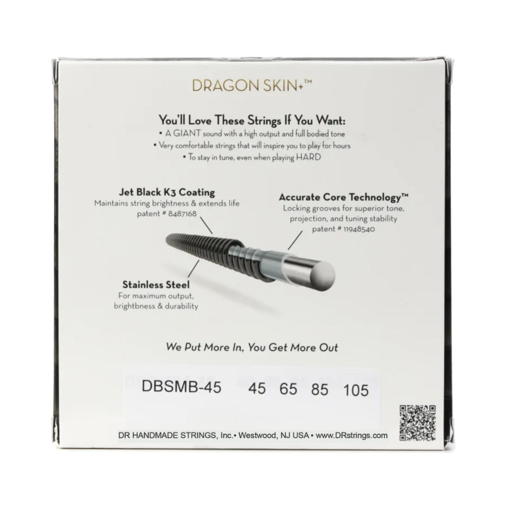 DR - Black Dragon Bass Guitar Strings - .045-.105 Medium Multi Scale