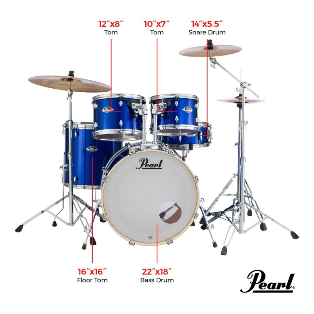 Pearl - Export 22" EXX Fusion Plus Drum Kit Package with Zildjian Cymbals & Hardware - High Voltage Blue