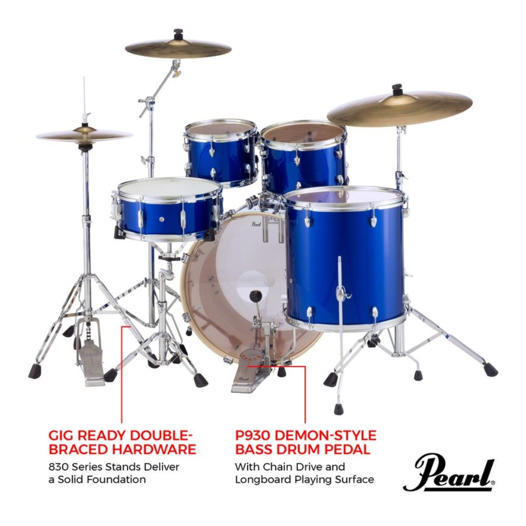 Pearl - Export 22" EXX Fusion Plus Drum Kit Package with Zildjian Cymbals & Hardware - High Voltage Blue