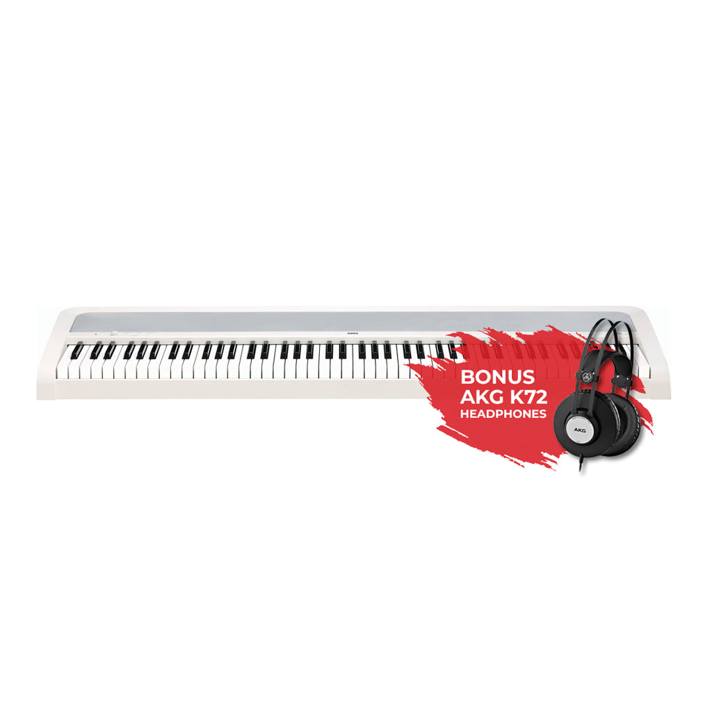Korg B2 88 Weighted Hammer Action Digital White With AKG K 72 Headphones