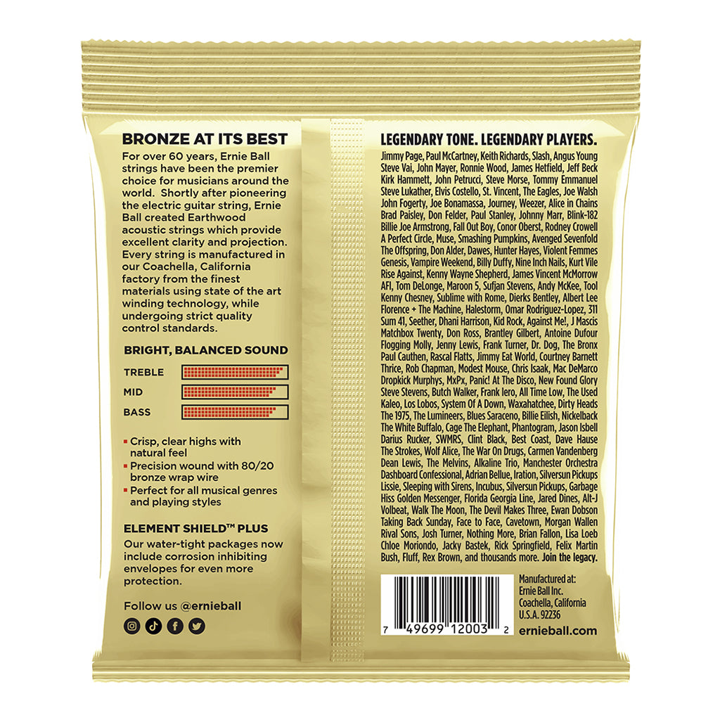 Ernie Ball E2003 Earthwood 80/20 Med Lite 12/54 Fretted Instrument Strings P02003